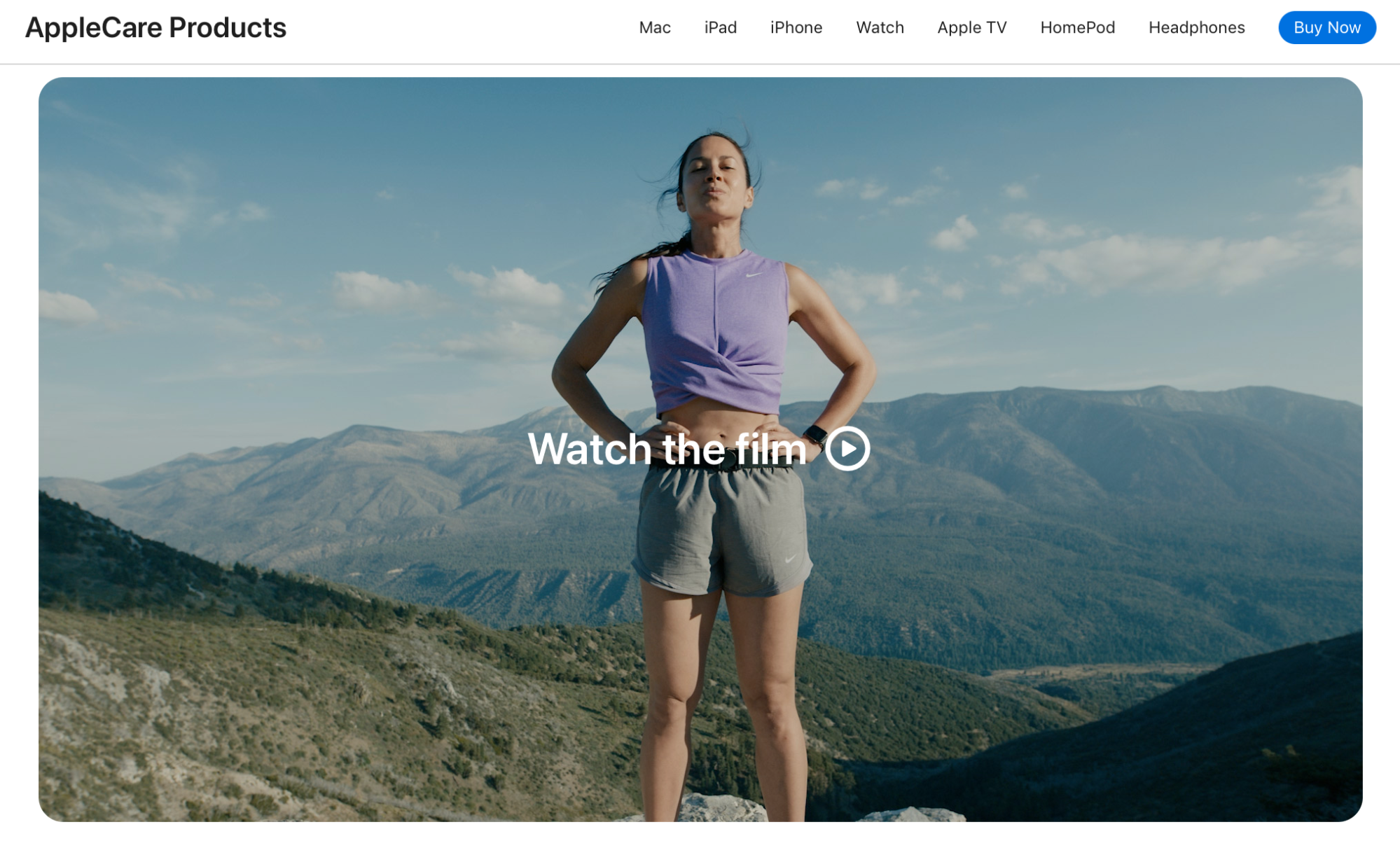 The article begins with a video. The video shows a woman standing proudly in front of mountains. "Watch the film" is displayed across her with a play button.