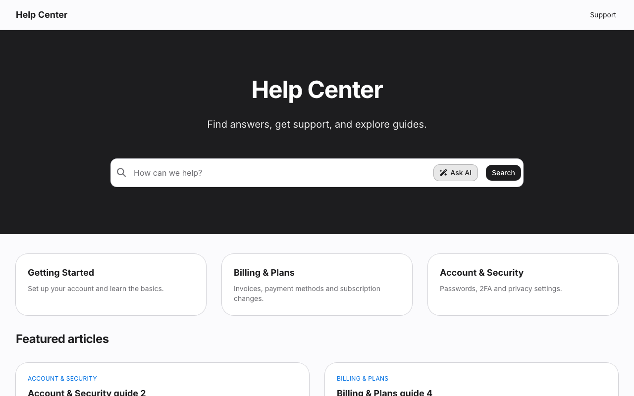 Apple Minimal help center template preview