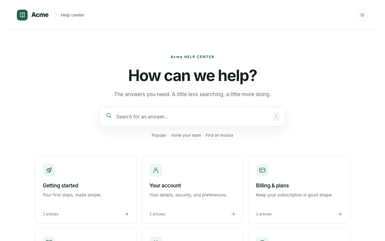 Compass help center template