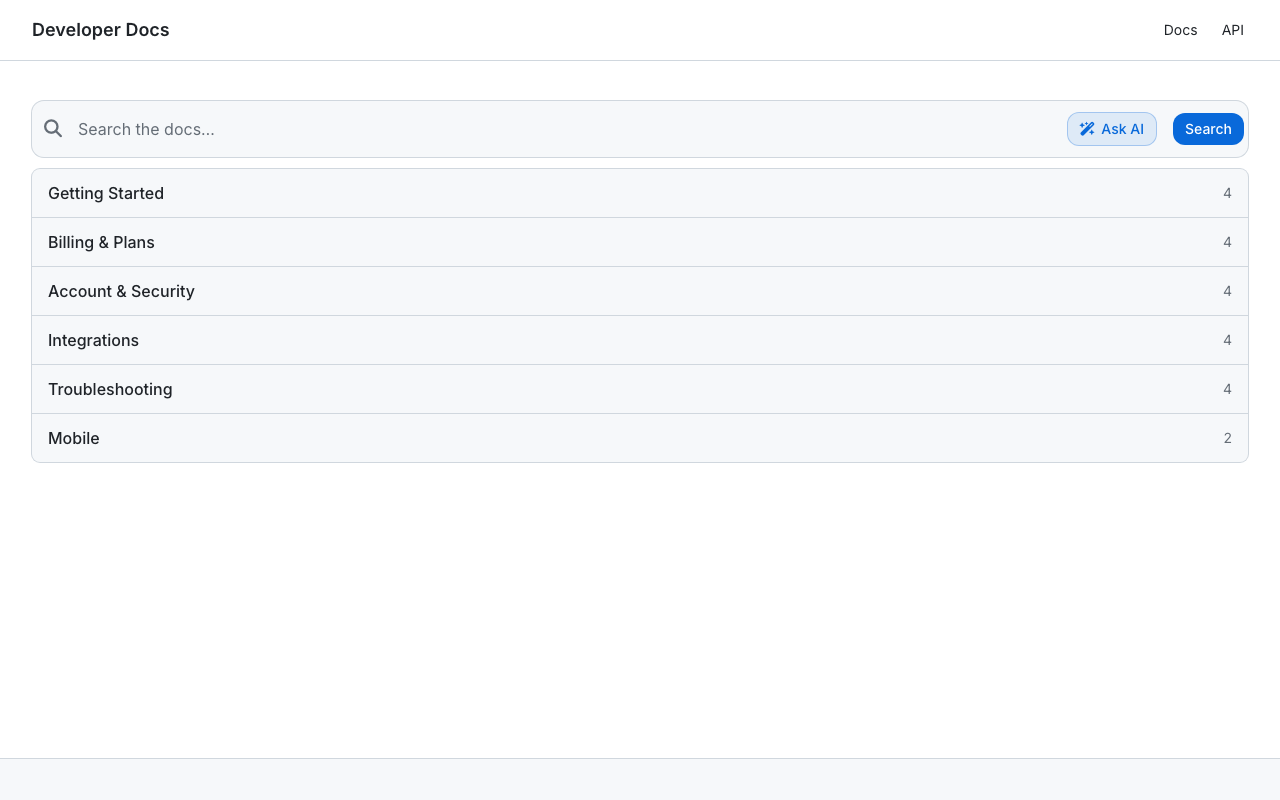 GitHub Dense help center template preview