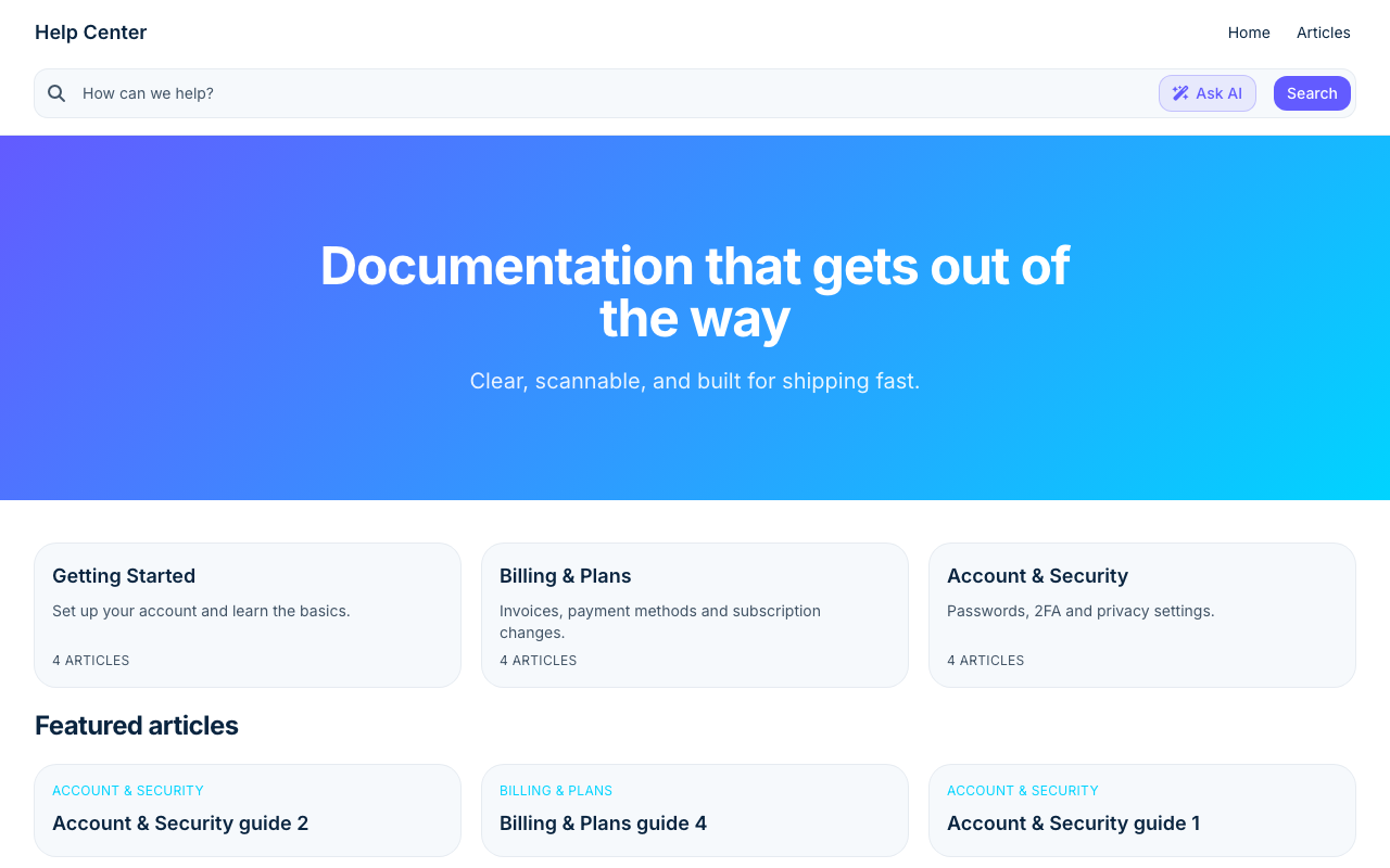 Stripe Clean help center template